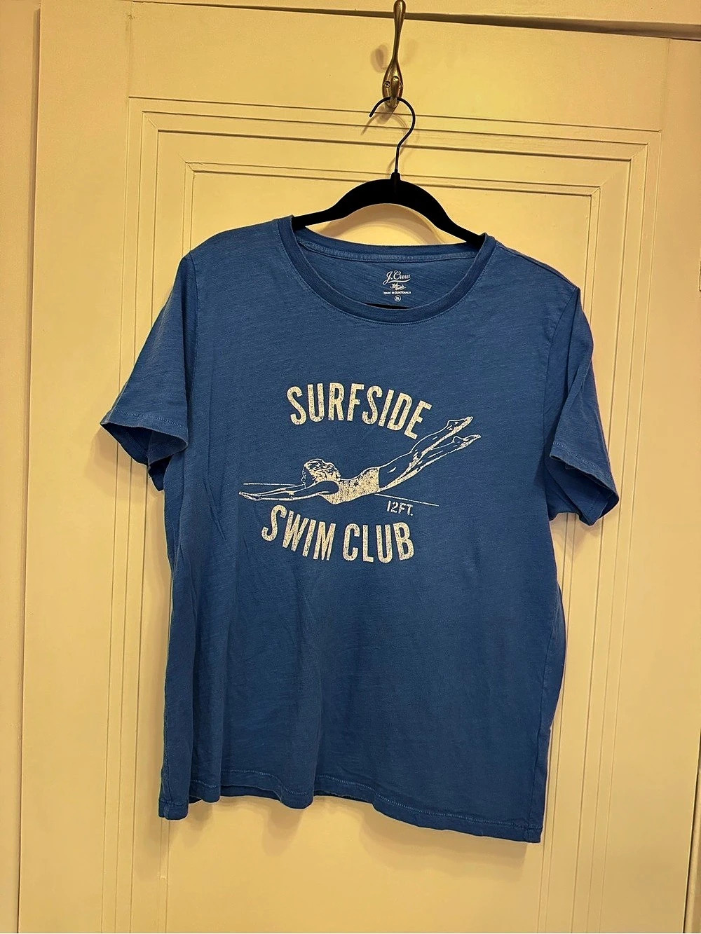 J Crew Cobalt Blue Distressed Graphic T cotton Surfside Swim Club Women’s XL